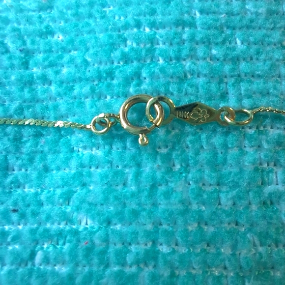 14K Solid Gold Necklace with Diamond & Pearl Pendant Heart - Picture 7 of 8